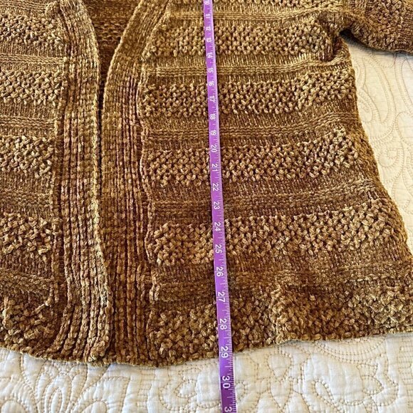 SUPER SOFT nubby buttery chenille gold cardigan - academia librarian teacher XL - Picture 9 of 10